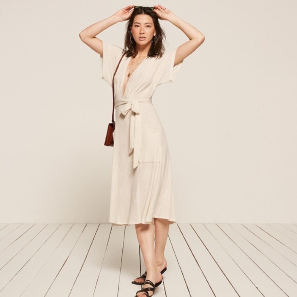 Reformation Ansel Cream Rib dress size Medium